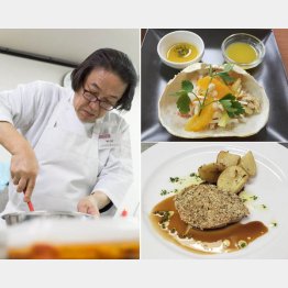料理はオールマイティー（左はシェフ・藤本喜寛先生）／（Ｃ）日刊ゲンダイ