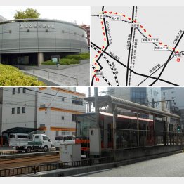 田端文士村記念館（左上）、都電荒川線（下）／（Ｃ）日刊ゲンダイ