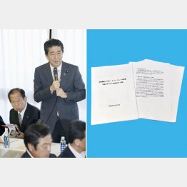 国民生活など眼中にない安倍首相（右は、老後に２千万円の蓄えが必要と試算した金融庁金融審議会の報告書）／（Ｃ）共同通信社