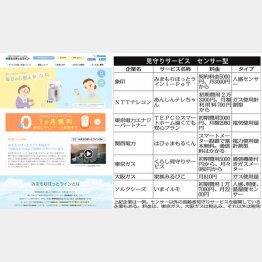 見守りサービス　センサー型の一覧（左は、象印マホービン「i-POT」の公式HP）／（Ｃ）日刊ゲンダイ