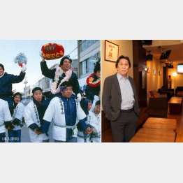 日本選手権V５を決め大歓迎を受ける（83年＝左）松尾雄治さん／（Ｃ）日刊ゲンダイ