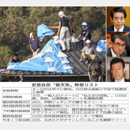 全面復旧はまだ遠い（右上から下村、河野、西村各議員）（Ｃ）共同通信社