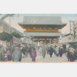 大正時代の東京浅草仲見世雷門（Ｃ）イマジンネット画廊所蔵／共同通信イメージズ