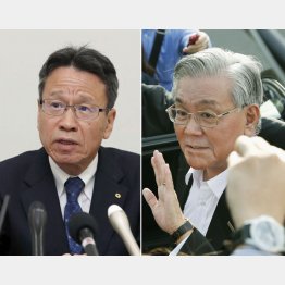 関西電力の岩根茂樹社長（左）と八木誠会長（Ｃ）共同通信社