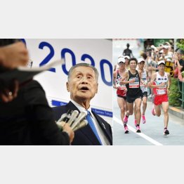 五輪代表もショック（右・代表撮影）、左は大会組織委員会の森喜朗会長（Ｃ）共同通信社