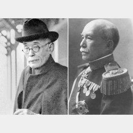 左から、牧野伸顕（＝日本電報通信社撮影）、金子堅太郎（国立国会図書館所蔵画像／共同通信イメージズ）らが留学生として同行した