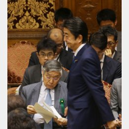 その場しのぎの悪辣コンビ（安倍首相と黒田日銀総裁）／（Ｃ）日刊ゲンダイ