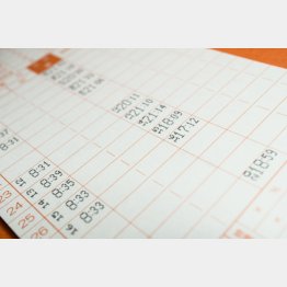 残業続きのタイムカード