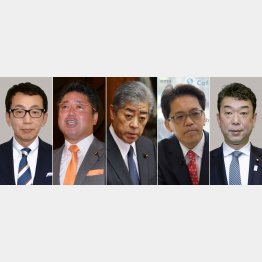 左から船橋利実氏、下地幹郎氏、岩屋毅氏、宮崎政久氏、中村裕之氏（Ｃ）共同通信社