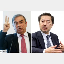 ベイルートに逃亡したカルロス・ゴーン被告（左）と郷原信郎弁護士（Ｃ）日刊ゲンダイ