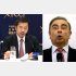 会見する郷原弁護士（左）とゴーン容疑者（Ｃ）ロイター