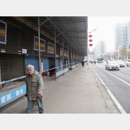 閉鎖された中国湖北省武漢市の海鮮市場（Ｃ）共同通信社