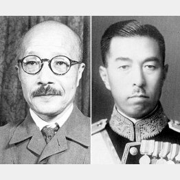 東條英機（左）と近衛文麿（Ｃ）共同通信社