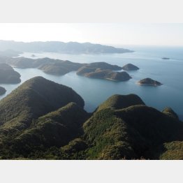 城山からの眺め。天気がよければ韓国も見える（Ｃ）日刊ゲンダイ