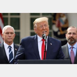 米国も新型コロナで国家非常事態宣言（ホワイトハウスで記者会見するトランプ大統領）／（Ｃ）ロイター＝共同
