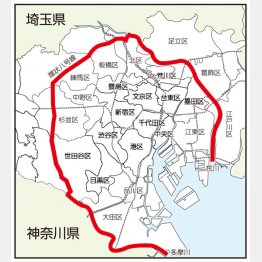 高嶋氏が描いた東京封鎖ライン（Ｃ）日刊ゲンダイ