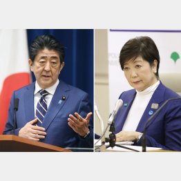 相次ぐ不要不急な会見（安倍首相と小池都知事）／（Ｃ）共同通信社