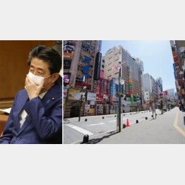 莫大な補償義務から逃れる政策を進める安倍首相（人が消えた東京・新宿の繁華街）／（Ｃ）日刊ゲンダイ