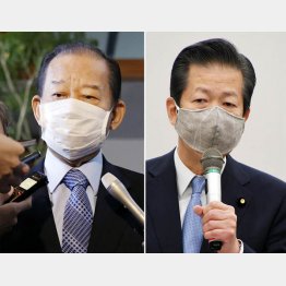 自民党の二階幹事長（左）と公明党の山口代表（Ｃ）共同通信社