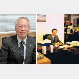 須原國男さん、右は大和スイス社長時代の40代（提供写真）