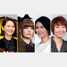 （左から）小泉今日子、きゃりーぱみゅぱみゅ、柴咲コウ、室井佑月（Ｃ）日刊ゲンダイ