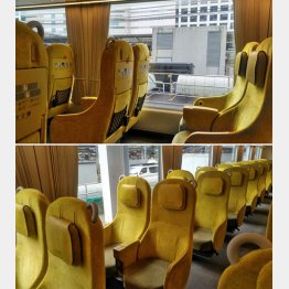 ラビューの車内は黄色の座席（Ｃ）日刊ゲンダイ