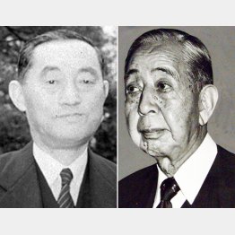 米内光政（左）と岸信介は説得に応じなかった（Ｃ）共同通信社