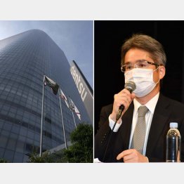 持続化給付金事業を巡る問題で記者会見する電通の榑谷典洋副社長（Ｃ）日刊ゲンダイ