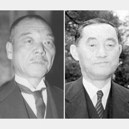 東條内閣の後を継いだ小磯国昭（左）と米内光政（Ｃ）共同通信社