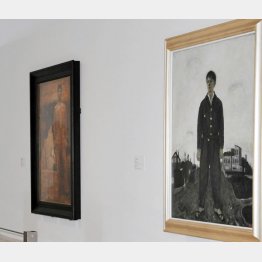 松本竣介の「立てる像」（右）と「画家の像」／（Ｃ）共同通信社