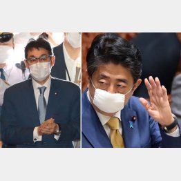 「安倍首相（右）らが期待している」と、河井克行前法相（Ｃ）日刊ゲンダイ