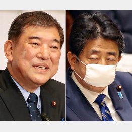 石破茂元幹事長（左）に逆転された安倍首相（Ｃ）日刊ゲンダイ