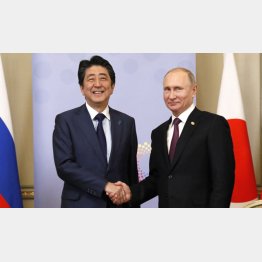 再び返り咲きになる？（日ロ首脳会談での安倍首相とプーチン大統領）／（Ｃ）共同通信社