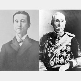 菊池武夫（国立国会図書館所蔵画像／共同通信イメージズ＝左）と山縣有明（Ｃ）共同通信社