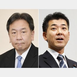 合流新党代表選に出馬を表明した立憲民主党の枝野幸男代表と（左）国民民主党の泉健太政調会長（Ｃ）共同通信社
