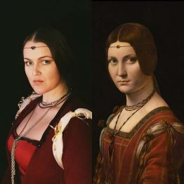 ダ・ビンチ「ラ・ベル・フェロニエール」を再現（リザさんのインスタグラムから)