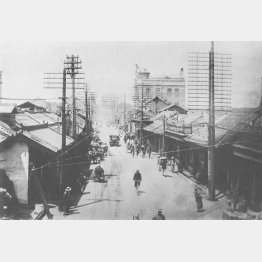 柳条湖事件（満州事変）で関東軍が占領した奉天（現瀋陽）の街並み＝1931（昭和6）年9月19日（日本電報通信社撮影）