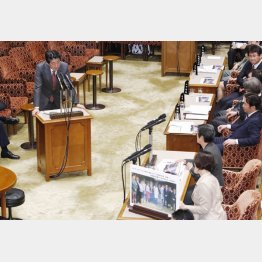 桜を見る会について答弁する安倍前首相（Ｃ）日刊ゲンダイ