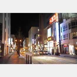人影がまばらな北海道旭川市の中心部（Ｃ）共同通信社