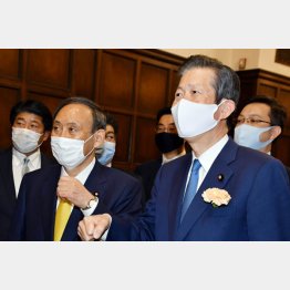 しょせんは与党同士の出来レース（菅首相と公明党の山口代表＝右）／（Ｃ）日刊ゲンダイ