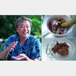 がん漬け（左は、東京海洋大の元非常勤講師・西潟正人氏）／（提供写真）