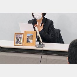 裁判後に会見する妻の赤木雅子さん（撮影：相澤冬樹）