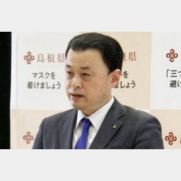 よくぞ言ってくれた！（17日、島根県の聖火リレー実行委員会後に、中止検討を表明する丸山達也知事）／（Ｃ）共同通信社