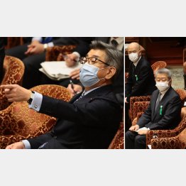 楽天と日本郵政の資本提携の裏にも底知れぬ闇（武田良太総務相。左は、何も答えなかったNTT澤田純社長〈手前〉と東北新社・中島信也社長）／（Ｃ）日刊ゲンダイ