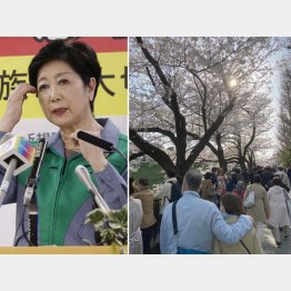 週末はこの人出（＝東京・九段下、左は小池百合子都知事）／（Ｃ）日刊ゲンダイ