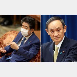 安倍前首相は嘘の答弁数百回、保身のために官僚を犠牲に（菅首相＝右）／（Ｃ）日刊ゲンダイ