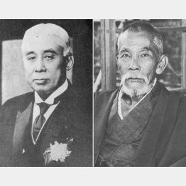 原敬（＝左、国立国会図書館所蔵画像／共同通信イメージズ）は、犬養毅（日本電報通信社撮影）とも連携した