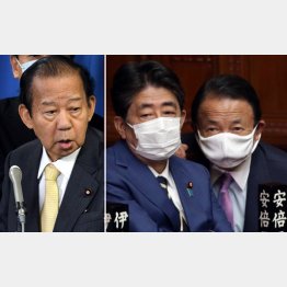 二階幹事長（左）の発言に、五輪開催強硬派の安倍前首相（右2）や麻生財務相は…（Ｃ）日刊ゲンダイ