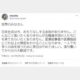 （chocolat.さんのツイッターから）