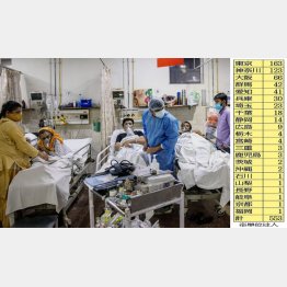 インドでは欧米並みの流行（22都府県のインド株陽性者集計数＝24日現在、右）（Ｃ）ロイター
